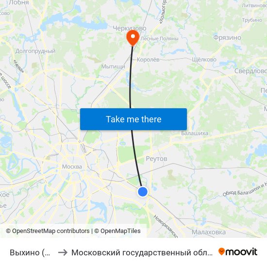 Выхино (Vykhino) to Московский государственный областной университет map