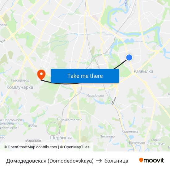 Домодедовская (Domodedovskaya) to больница map