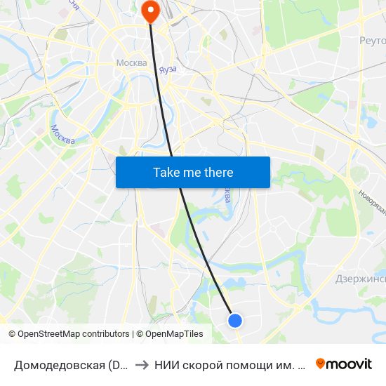 Домодедовская (Domodedovskaya) to НИИ скорой помощи им. Н. В. Склифосовского map