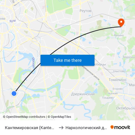 Кантемировская (Kantemirovskaya) to Наркологический диспансер map