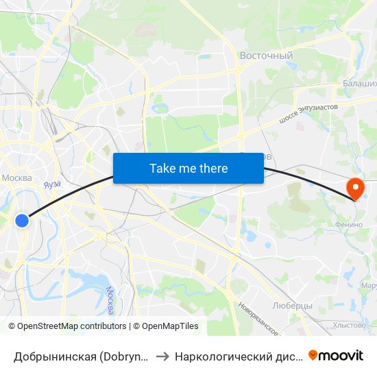 Добрынинская (Dobryninskaya) to Наркологический диспансер map