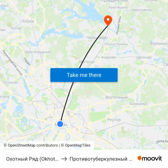 Охотный Ряд (Okhotny Ryad) to Противотуберкулезный диспансер map
