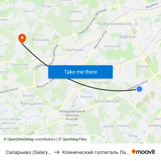 Саларьево (Salaryevo) to Клинический госпиталь Лапино map