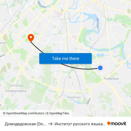 Домодедовская (Domodedovskaya) to Институт русского языка им. А. С. Пушкина map