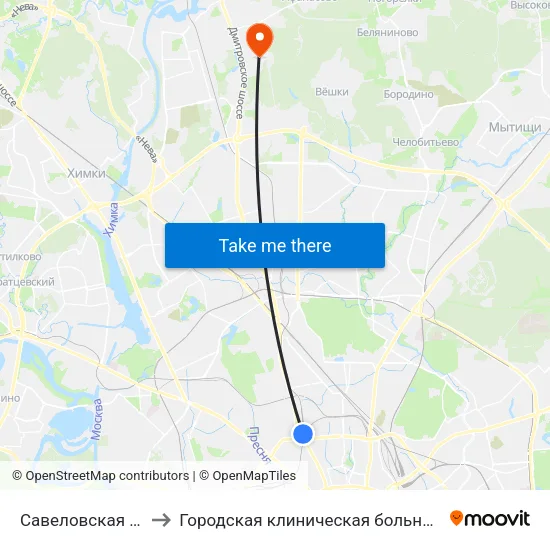 Савеловская (Savelovskaya) to Городская клиническая больница №43 Детское отделение map