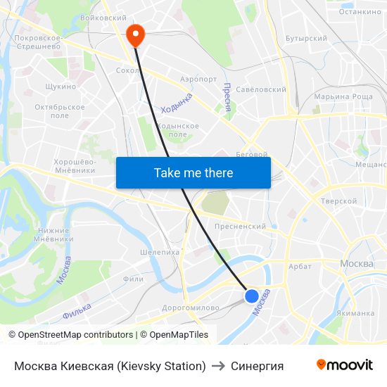 Москва Киевская (Kievsky Station) to Синергия map