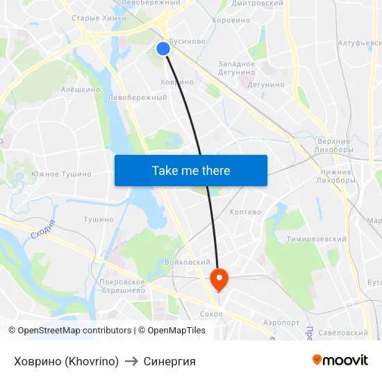 Ховрино (Khovrino) to Синергия map