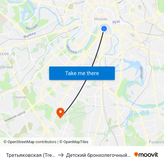 Третьяковская (Tretyakovskaya) to Детский бронхолегочный санаторий №15 map