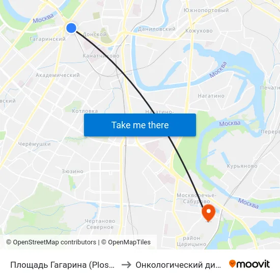 Площадь Гагарина (Ploschad Gagarina) to Онкологический диспансер № 4 map