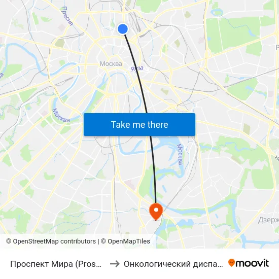 Проспект Мира (Prospekt Mira) to Онкологический диспансер № 4 map