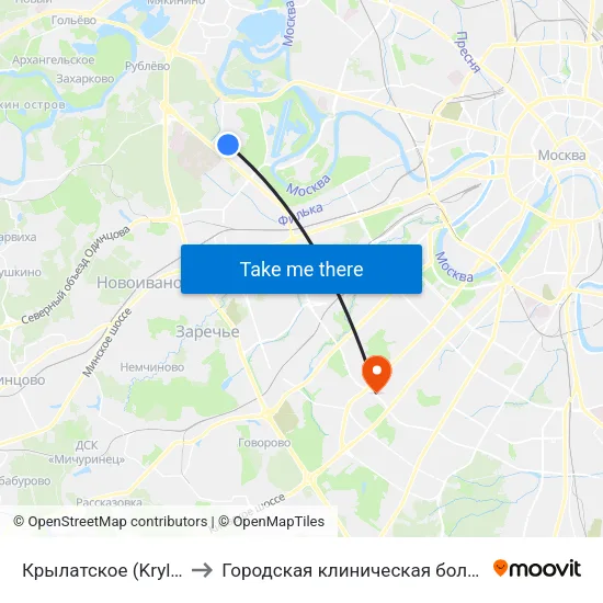 Крылатское (Krylatskoe) to Городская клиническая больница №31 map