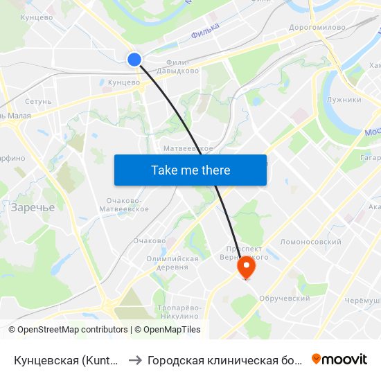 Кунцевская (Kuntsevskaya) to Городская клиническая больница №31 map