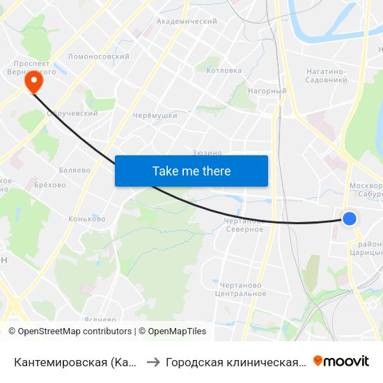 Кантемировская (Kantemirovskaya) to Городская клиническая больница №31 map