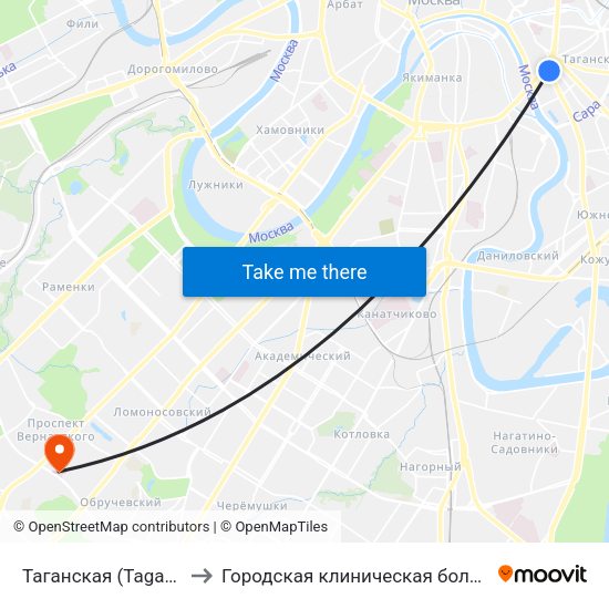 Таганская (Taganskaya) to Городская клиническая больница №31 map