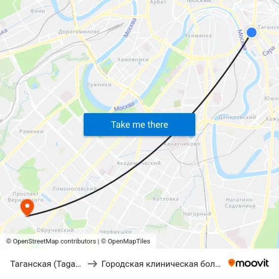 Таганская (Taganskaya) to Городская клиническая больница №31 map