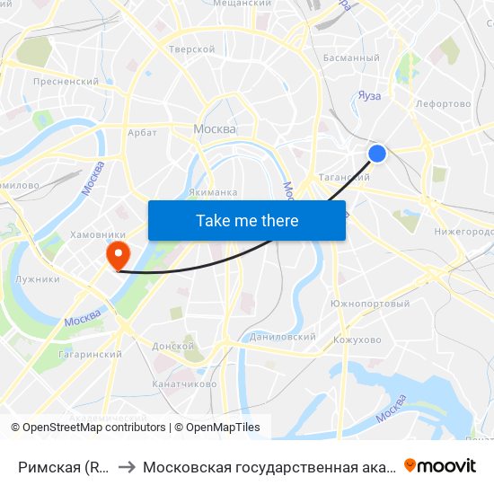 Римская (Rimskaya) to Московская государственная академия хореографии map