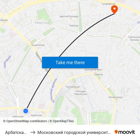 Арбатская (Arbatskaya) to Московский городской университет управления Правительства Москвы map