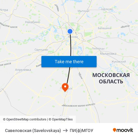 Савеловская (Savelovskaya) to ПИ(ф)МГОУ map