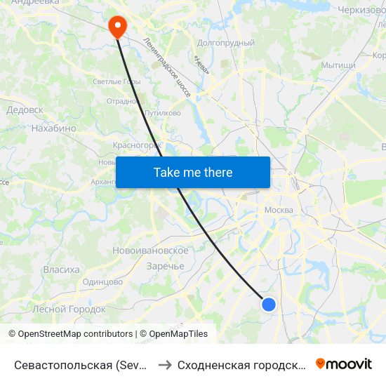 Севастопольская (Sevastopolskaya) to Сходненская городская больница map