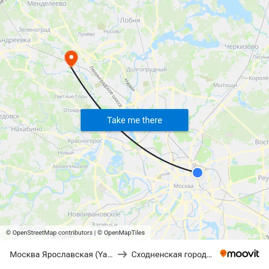 Москва Ярославская (Yaroslavsky Station) to Сходненская городская больница map