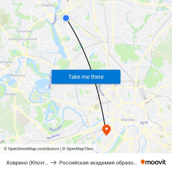 Ховрино (Khovrino) to Российская академия образования map