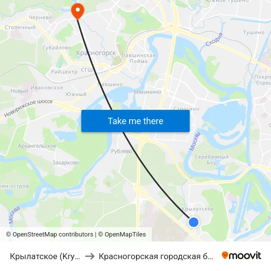 Крылатское (Krylatskoe) to Красногорская городская больница №3 map