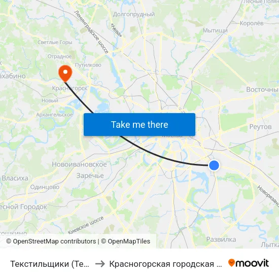Текстильщики (Tekstilschiki) to Красногорская городская больница №3 map