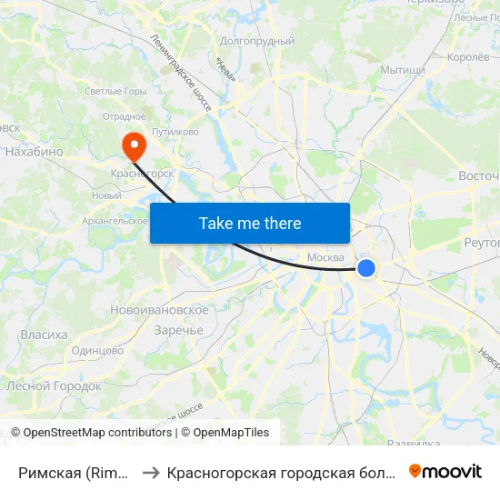 Римская (Rimskaya) to Красногорская городская больница №3 map