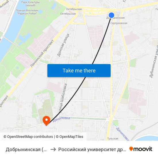 Добрынинская (Dobryninskaya) to Российский университет дружбы народов (РУДН) map