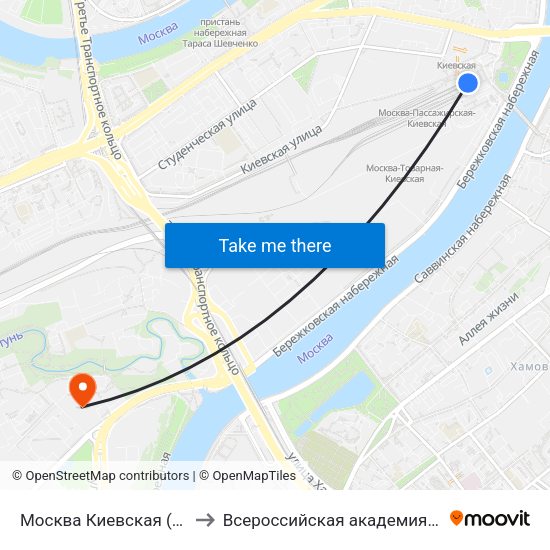 Москва Киевская (Kievsky Station) to Всероссийская академия внешней торговли map