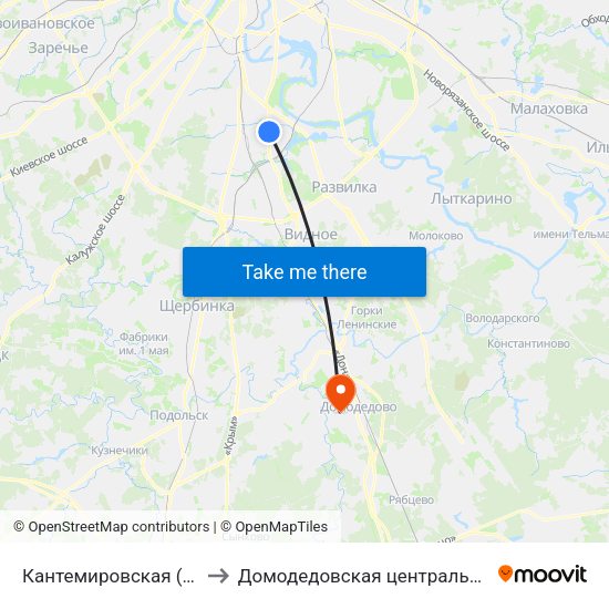 Кантемировская (Kantemirovskaya) to Домодедовская центральная районная больница map