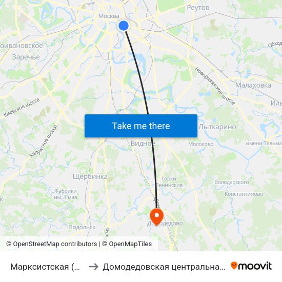 Марксистская (Marksistskaya) to Домодедовская центральная районная больница map