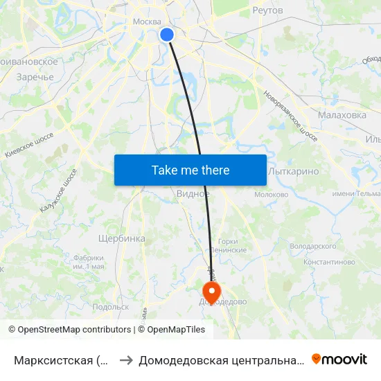 Марксистская (Marksistskaya) to Домодедовская центральная районная больница map