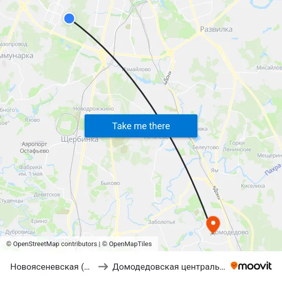 Новоясеневская (Novoyasenevskaya) to Домодедовская центральная районная больница map