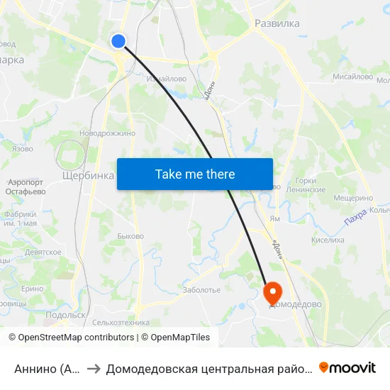 Аннино (Annino) to Домодедовская центральная районная больница map