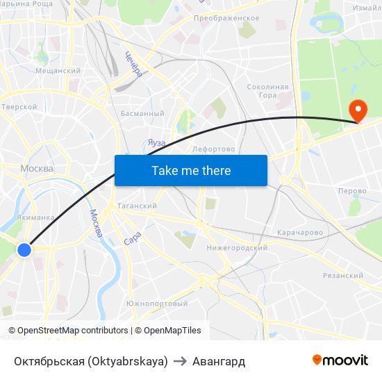Октябрьская (Oktyabrskaya) to Авангард map