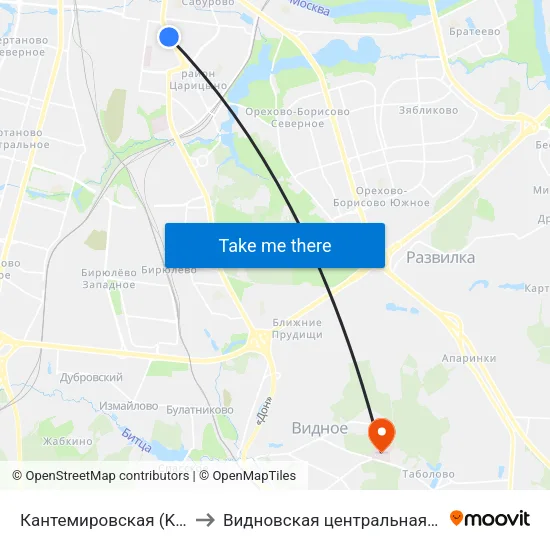 Кантемировская (Kantemirovskaya) to Видновская центральная районная больница map