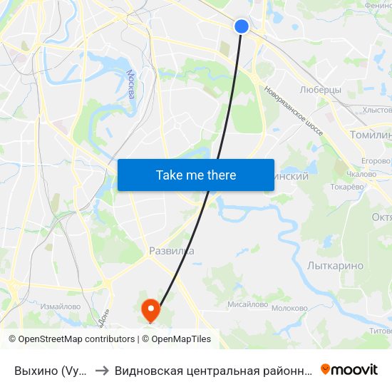 Выхино (Vykhino) to Видновская центральная районная больница map