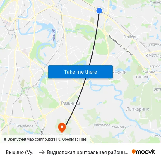 Выхино (Vykhino) to Видновская центральная районная больница map