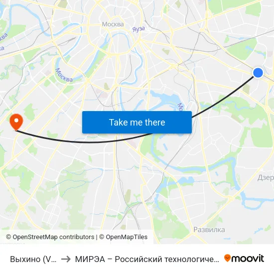 Выхино (Vykhino) to МИРЭА – Российский технологический университет map