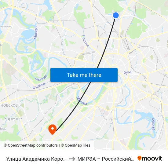 Улица Академика Королева (Ulitsa Akademika Koroleva) to МИРЭА – Российский технологический университет map