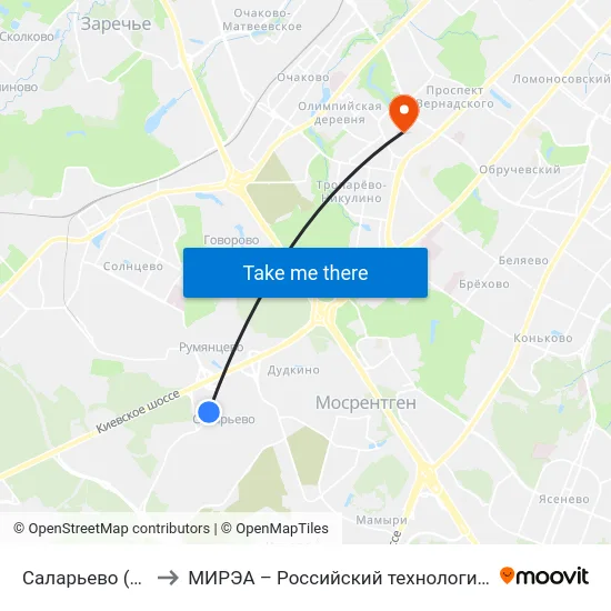 Саларьево (Salaryevo) to МИРЭА – Российский технологический университет map
