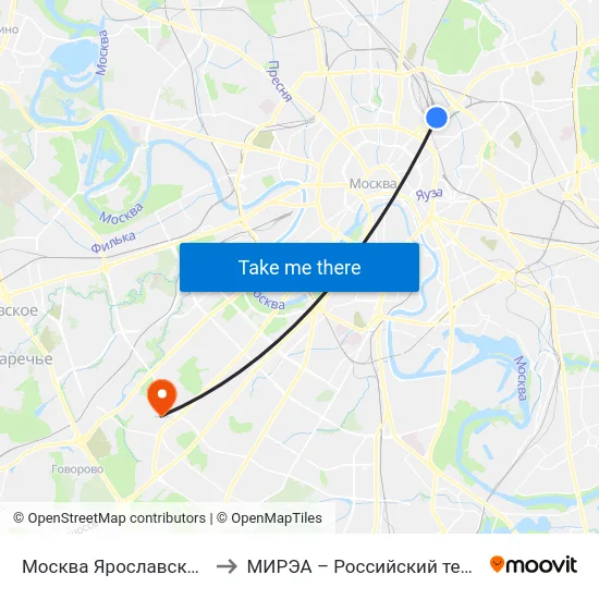 Москва Ярославская (Yaroslavsky Station) to МИРЭА – Российский технологический университет map
