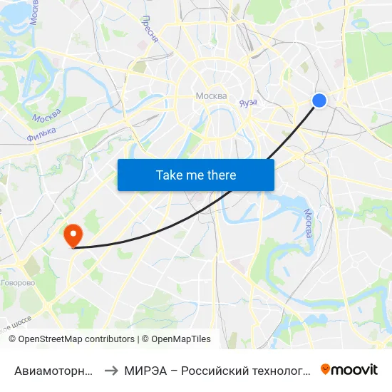 Авиамоторная МЦД D3 to МИРЭА – Российский технологический университет map