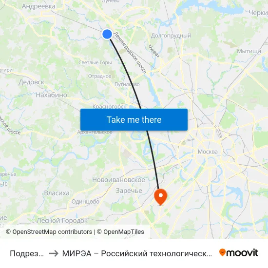 Подрезково to МИРЭА – Российский технологический университет map