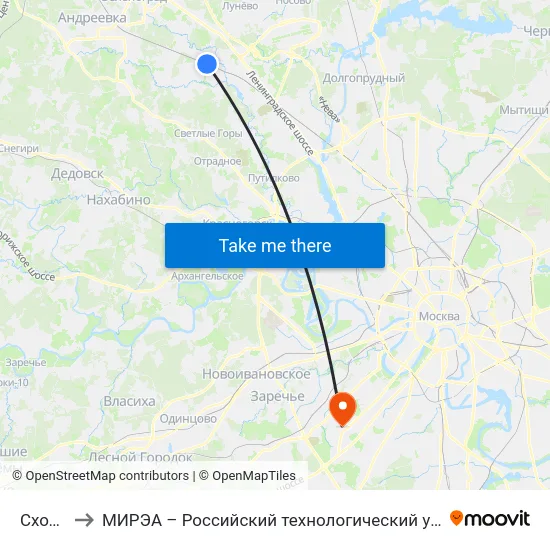 Сходня to МИРЭА – Российский технологический университет map