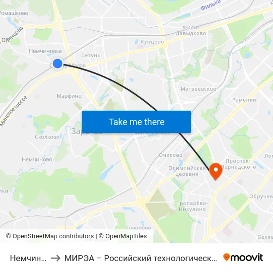 Немчиновка to МИРЭА – Российский технологический университет map