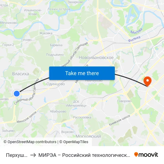 Перхушково to МИРЭА – Российский технологический университет map