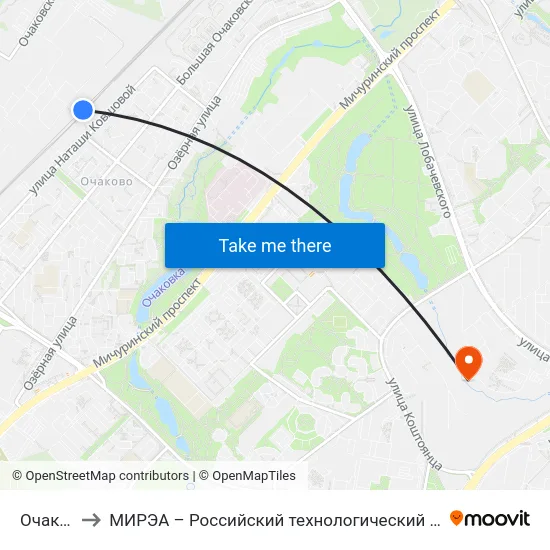 Очаково to МИРЭА – Российский технологический университет map