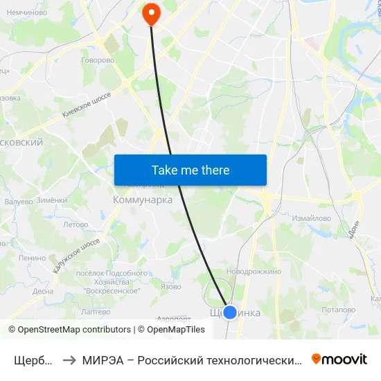 Щербинка to МИРЭА – Российский технологический университет map